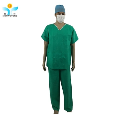 High Breathability Medical Scrub Suit Zipper Closure With Collar Individual Packaging